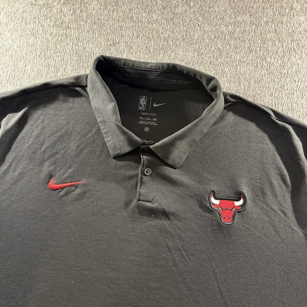 Chicago Bulls Mens Authentic Nike Dri-Fit Performance NBA Coaches Polo Shirt 2XL